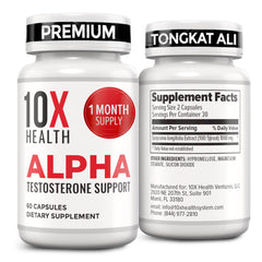 10X Health Alpha bottle front signaling vitality support for men