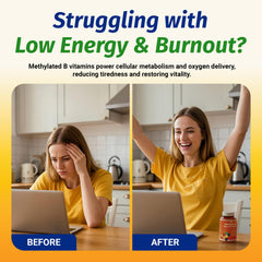 1 Body Vitamin B Complex bottle back detailing methylfolate and B12 features.