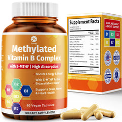 1 Body Vitamin B Complex bottle front, highlighting methylated B vitamins for energy.