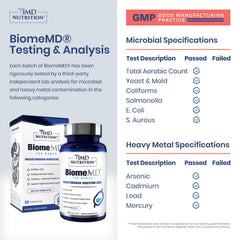 1MD BiomeMD Probiotics capsule-closeup highlights potent 62B CFU blend for daily use.