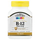 21st Century B-12 bottle with prolonged-release tablets for steady energy support