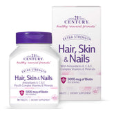 21st Century Hair Skin Nails bottle front, gluten free formula for beauty support