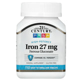 21st Century Iron bottle image—gluten-free mineral supplement for daily iron support.