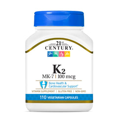21st Century K2 MK-7 bottle front showing vegan capsules for bone and heart support
