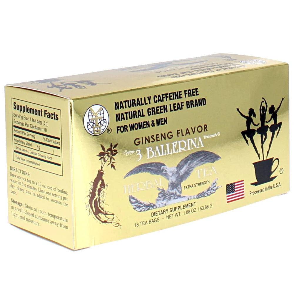 3 Ballerina Ginseng Slim Power tea pack with sachets for daily vitality