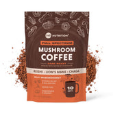 360 Nutrition instant mushroom coffee packaging indicates a bold, focused morning ritual.