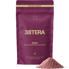 38TERA DMN powder tub front view highlighting daily microbiome support
