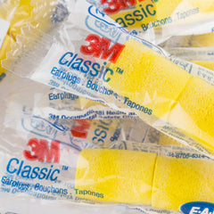 3M E-A-R Classic earplugs foam close-up showing slow-recovery foam for comfort