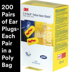 3M E-A-Rsoft Yellow Neon Blasts ear plugs in-ear fit demonstrates easy roll-down insertion.