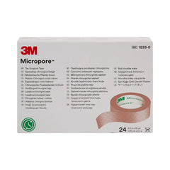Closeup of 3M Micropore tan tape showing skin-friendly adhesion
