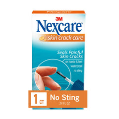 Nexcare Skin Crack Care bottle showing a clear, fast-drying seal for dry, cracked skin