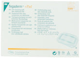 3M Tegaderm +Pad film dressing close-up showing the non-adherent pad protecting the wound