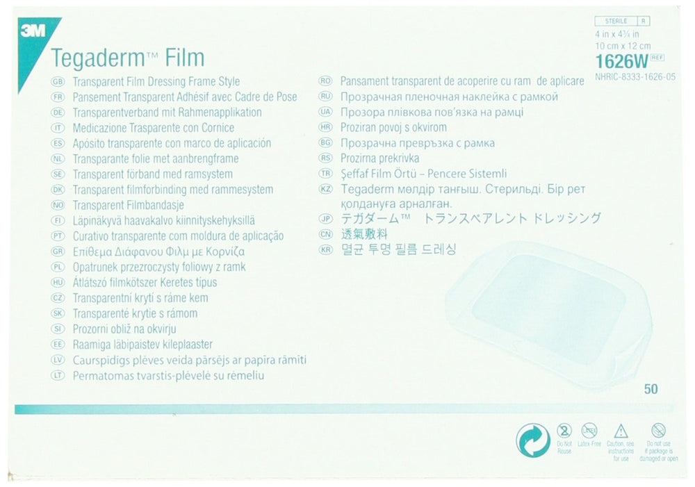 3M Tegaderm transparent dressing with label offers discreet coverage and precise placement.