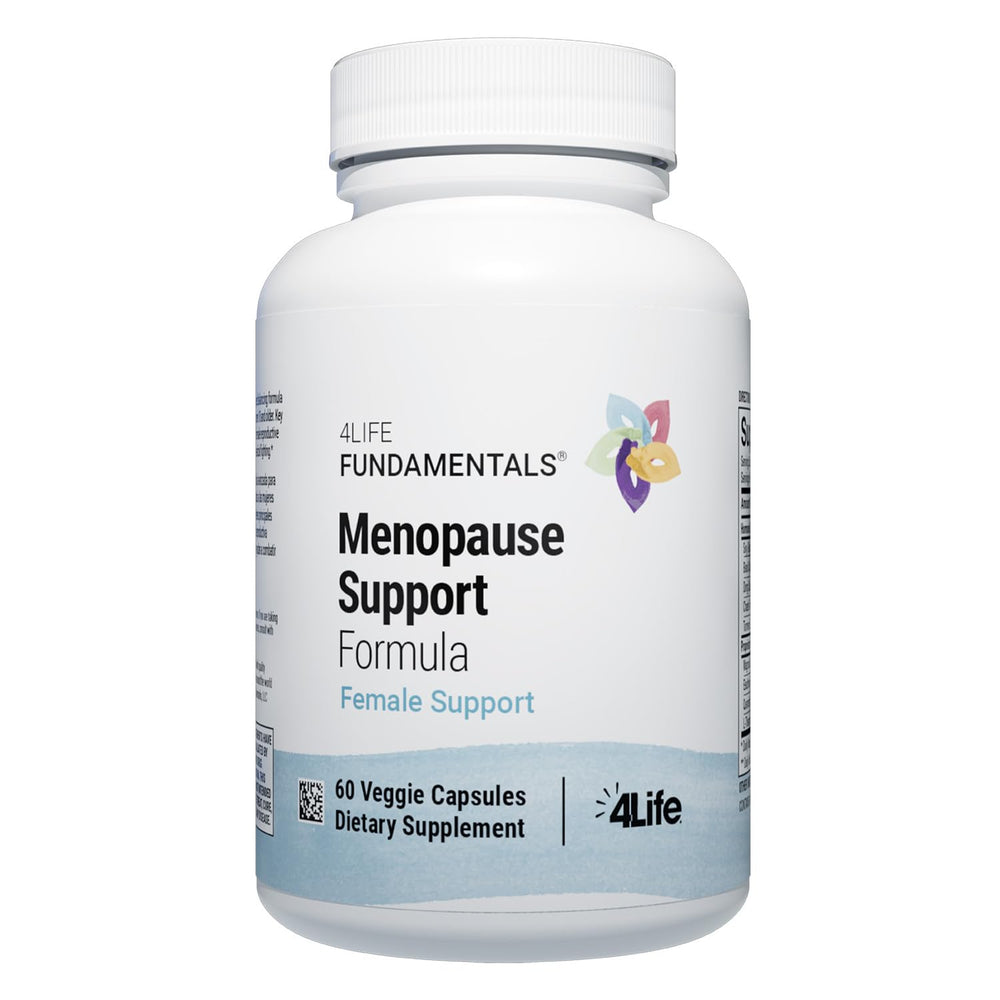 4Life BioGenistein Ultra bottle with capsules on display, highlighting menopause support potential.