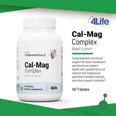 4Life Cal-Mag Complex tablets close-up, easy-to-swallow daily supplement