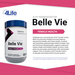 4Life Belle Vie label highlights ingredients and phytoestrogen blend.