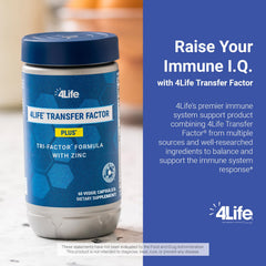 4Life Transfer Factor Plus Mushroom Blend capsules on hand suggest easy daily use.