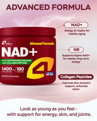4Well NMNH bottle back label details ingredients and daily vitality guidance