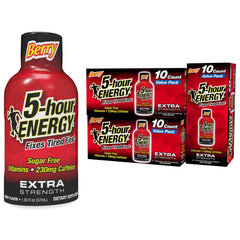 5-hour ENERGY Extra Strength Berry bottle ready for on-the-go energy and focus.
