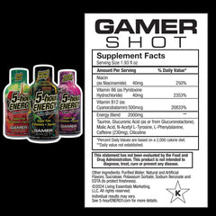 5-hour ENERGY Gamer Shots Rocket Raspberry bottle boosts alertness for late-night play.