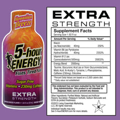 5-hour ENERGY Hawaiian Breeze bottle back with nutrition details