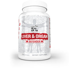 5% Nutrition Rich Piana Liver & Organ Defender bottle pour for cycle support