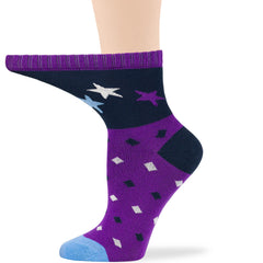 7BIGSTARS KINGDOM bamboo diabetic quarter sock heart pattern adds cheerful flair while staying gentle.