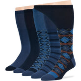 7BIGSTARS KINGDOM diabetic mid-calf navy geometric socks for all-day comfort.