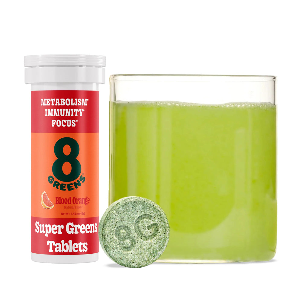 8Greens Supergreens bottle boosts daily wellness and energy.