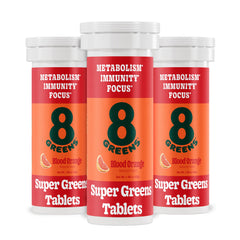 8Greens Supergreens tablets bottle front, convenient daily greens boost.