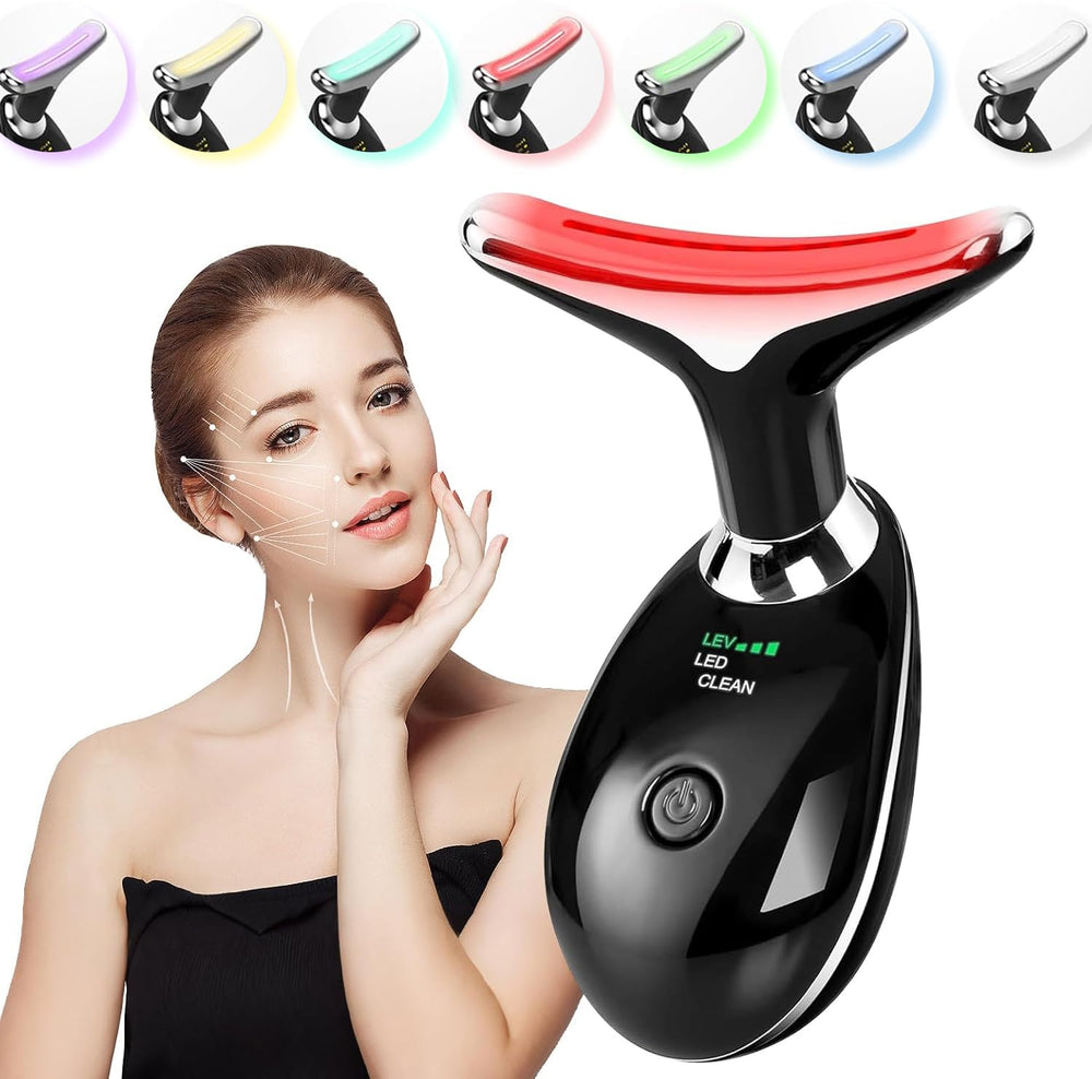 AAJP facial-neck massager with 7-color wand enhances serum absorption