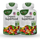 AAMATEC LIFE organic superfood bottle front showing non-GMO ingredients
