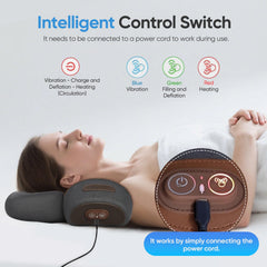 AASMAAN neck massager pillow airbag traction demonstrates gentle neck stretch