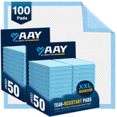 AAY disposable bed pads pack shot showing 100-count for easy protection