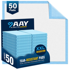 AAY disposable bed pads with cloth backing protect bedding from leaks.