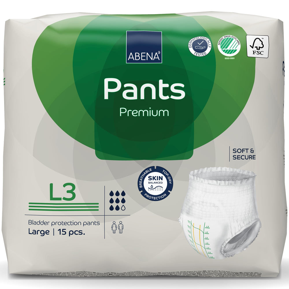 Abena Pants L3 packaging box showcasing premium incontinence underwear for discreet storage.