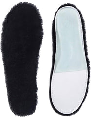 ABUSA black sheepskin insole close-up showing plush warmth for daily comfort