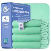 Accompagner waterproof reusable pads 24x24 green four-pack protecting mattress and furniture.
