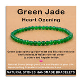 AD Beads Green Jade Heart Opening bracelet closeup showing natural gemstone beads for mindful wear.