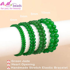 AD Beads Green Jade Heart Opening bracelet on wrist demonstrates versatile unisex style.
