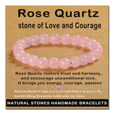 AD Beads pulsera de cuarzo rosado 8mm, uso diario elegante