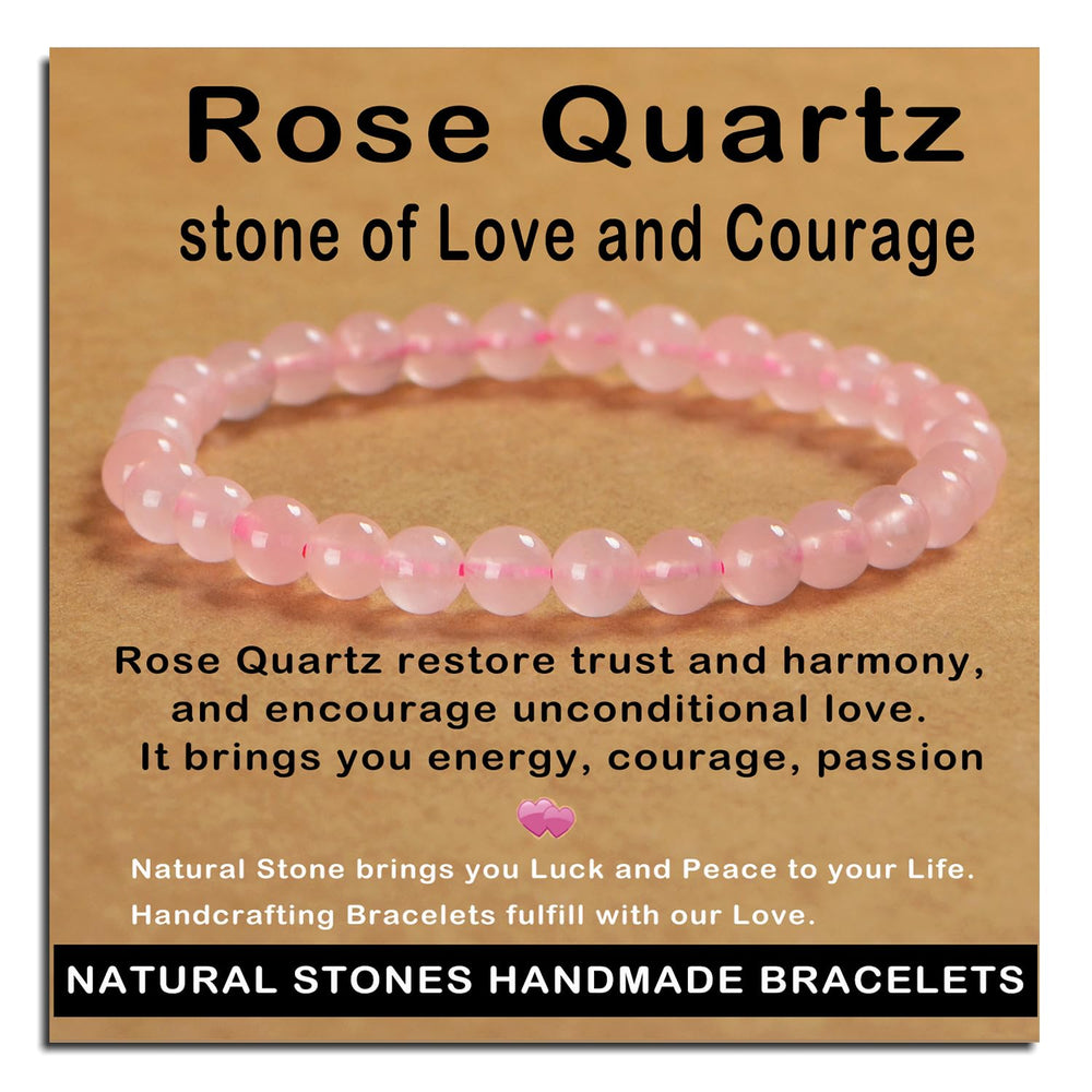 AD Beads rose quartz bracelet closeup highlights natural glow for everyday wear.