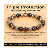 AD Beads triple protection bracelet tiger eye detail for confidence and grounding