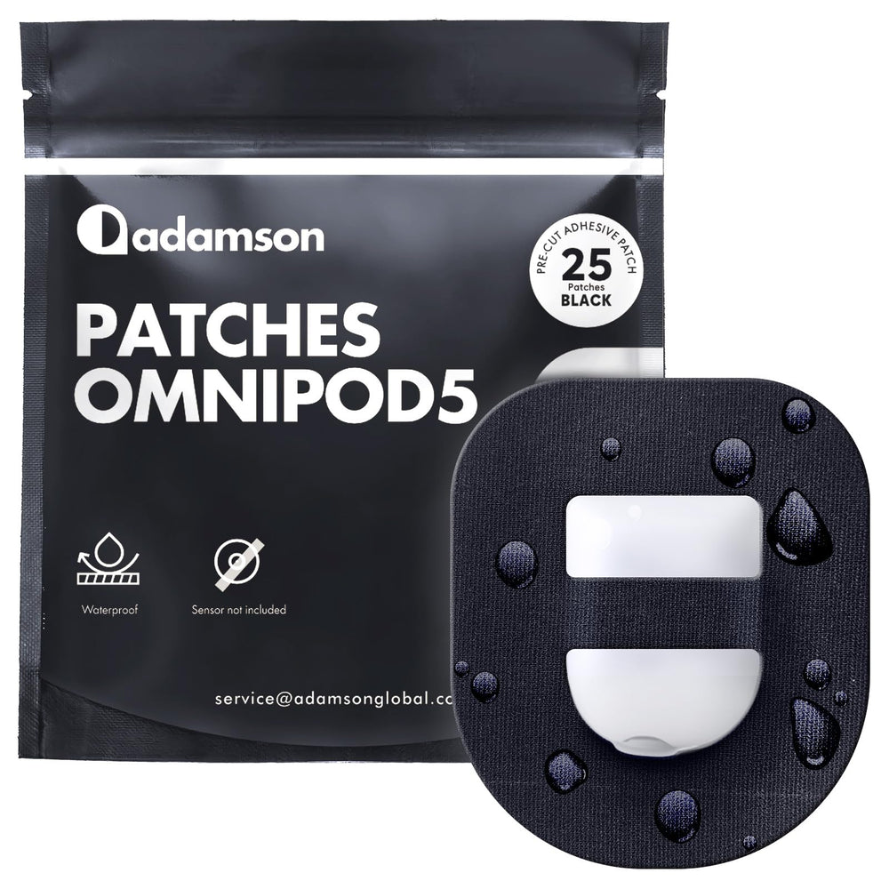 Adamson Omnipod 5 Overpatches packaging close-up for easy application.