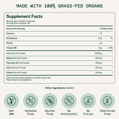 Adapt Naturals Organ Supplement capsules closeup highlighting bioavailable organ nutrients for everyday vitality.