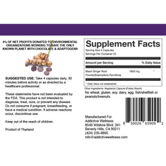 Addictive Wellness Black Ginger capsules closeup highlight potent capsules for endurance