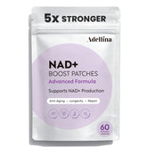 Adellina NAD+ patch on skin showing gradual 8-hour release for daily use