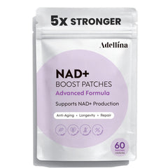 Adellina NAD+ patch on skin showing gradual 8-hour release for daily use