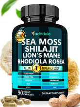 Adndale True Sea Moss Capsules bottle on counter suggesting daily energy support.