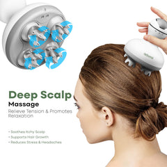 Adomii cordless rechargeable massager used for a spa-like experience.